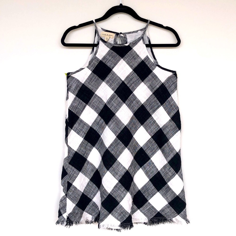 Cloth & Stone Frayed Edge Gingham Mini Sun Dress